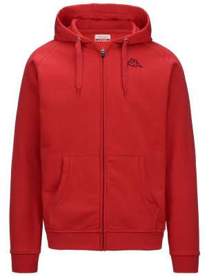 LOGO JACK SLIM - Fleece - Hoodie Full Zip - Man - RED CHINESE