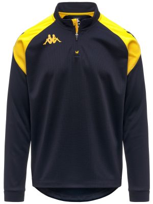 KAPPA4FOOTBALL   LOVATO - Fleece - Jumper - Man - BLUE MARINE-YELLOW CHROME