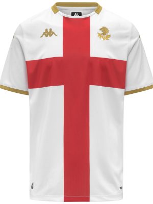 KOMBAT 2026 AWAY GENOA - Active Jerseys - Shirt - Man - WHITE-RED BLAZE-YELLOW GOLD RICH