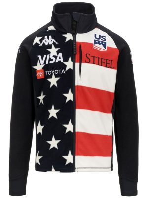 6CENTO 687G US - Fleece - Jacket - Man - BLUE DK NAVY-WHITE MILK-RED-BLUE DK