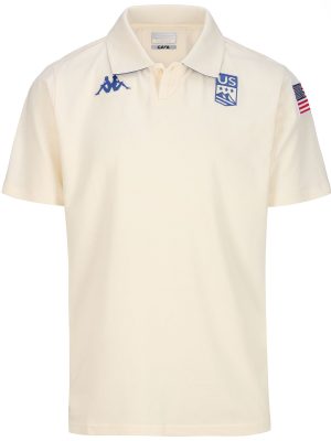 SUPPORTER ANGATA USA US - Polo Shirts - Polo - Unisex - WHITE MILK-BLUE FIORD