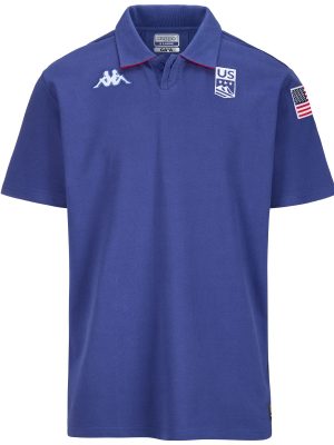SUPPORTER ANGATA USA US - Polo Shirts - Polo - Unisex - BLUE FIORD-RED