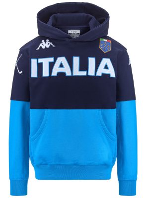 EROI HOOD ITALIA FIG - Fleece - Jumper - Unisex - BLUE MARINE-AZURE