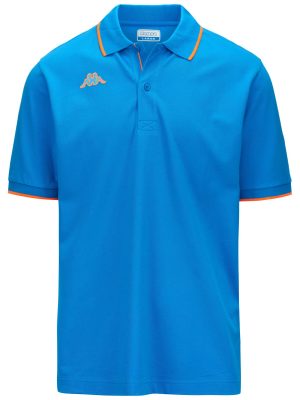LOGO  FLU - Polo Shirts - Polo - Man - BLUE MALIBU-NEON ORANGE