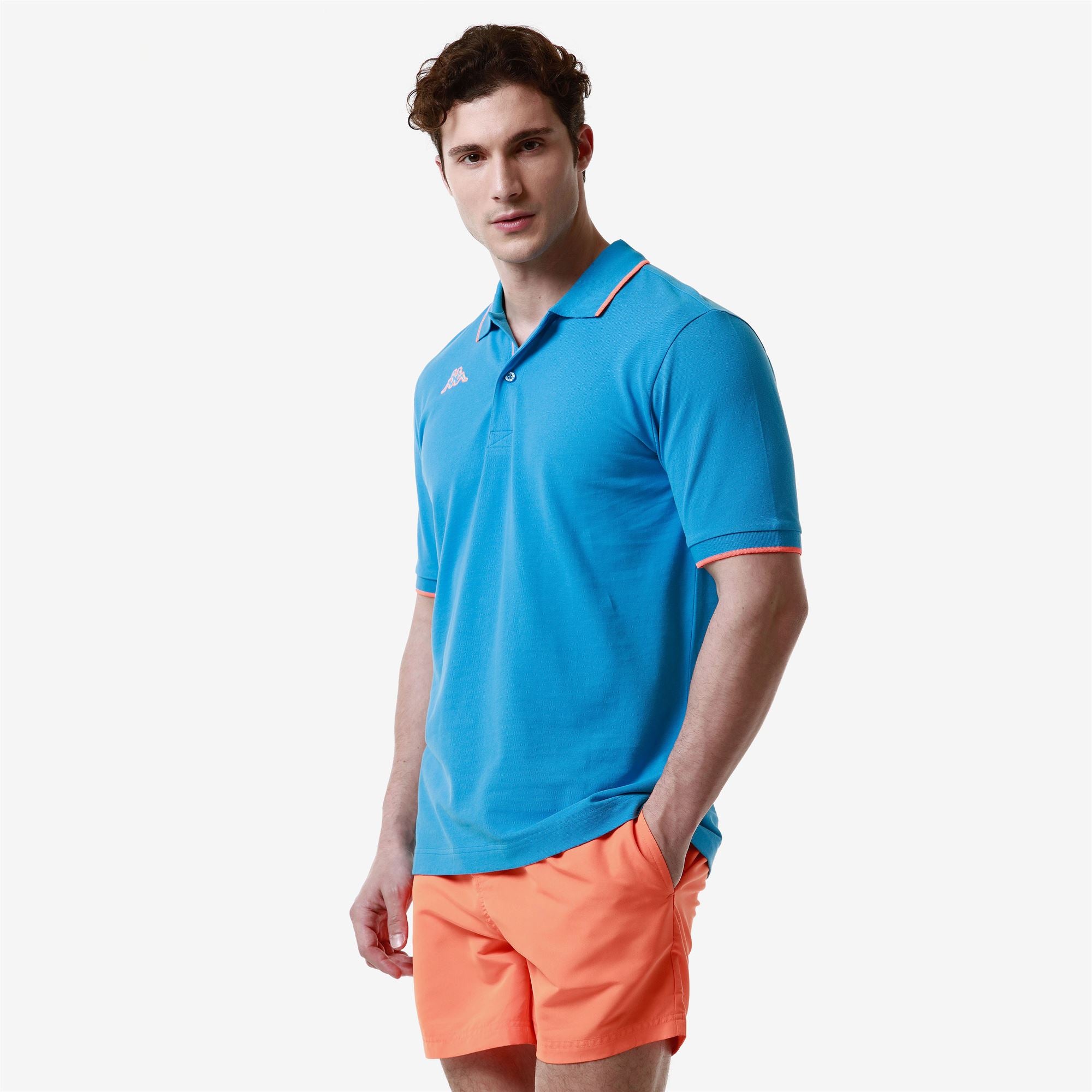 LOGO FLU - Polo Shirts - Polo - Man - BLUE MALIBU-NEON ORANGE - Image 5