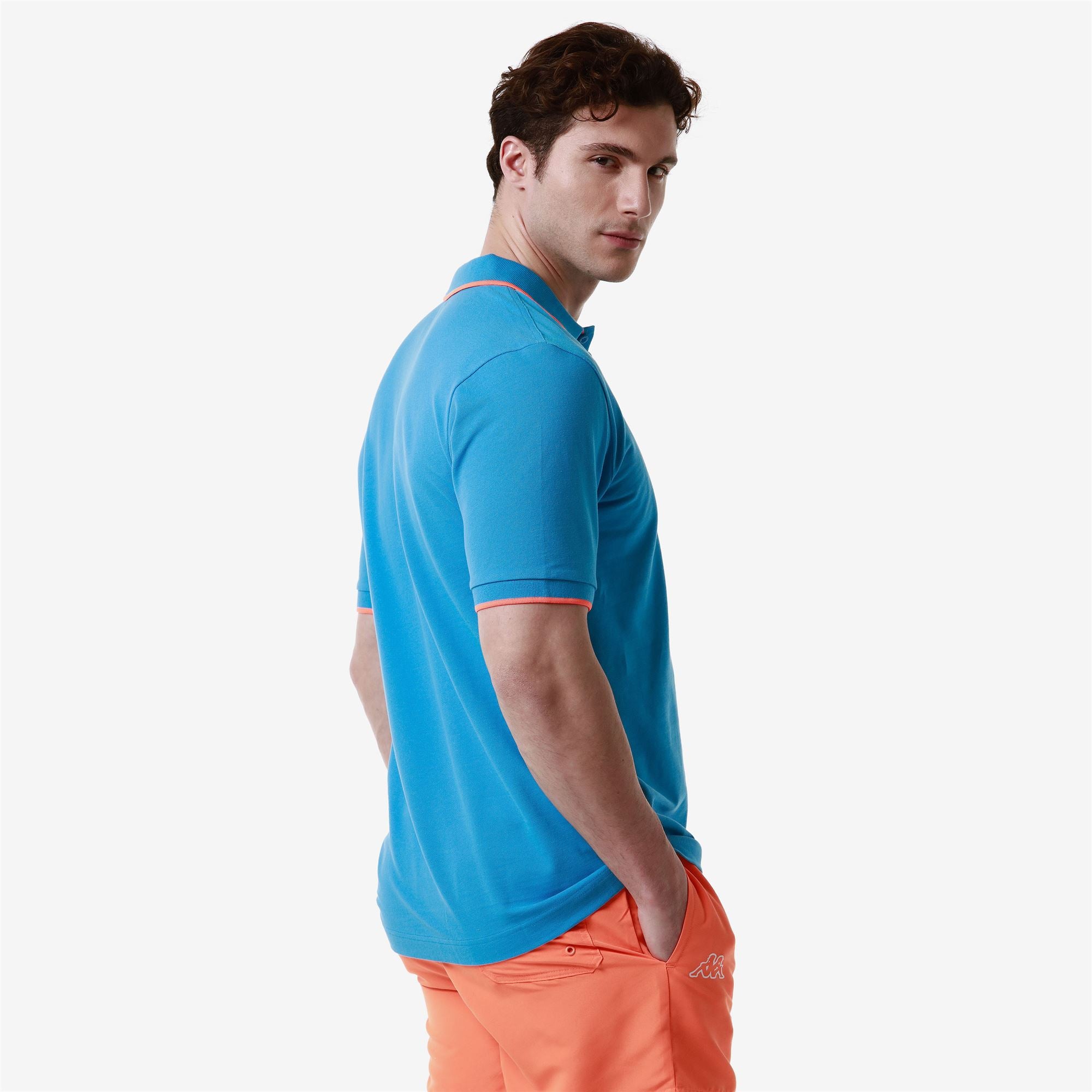 LOGO FLU - Polo Shirts - Polo - Man - BLUE MALIBU-NEON ORANGE - Image 6