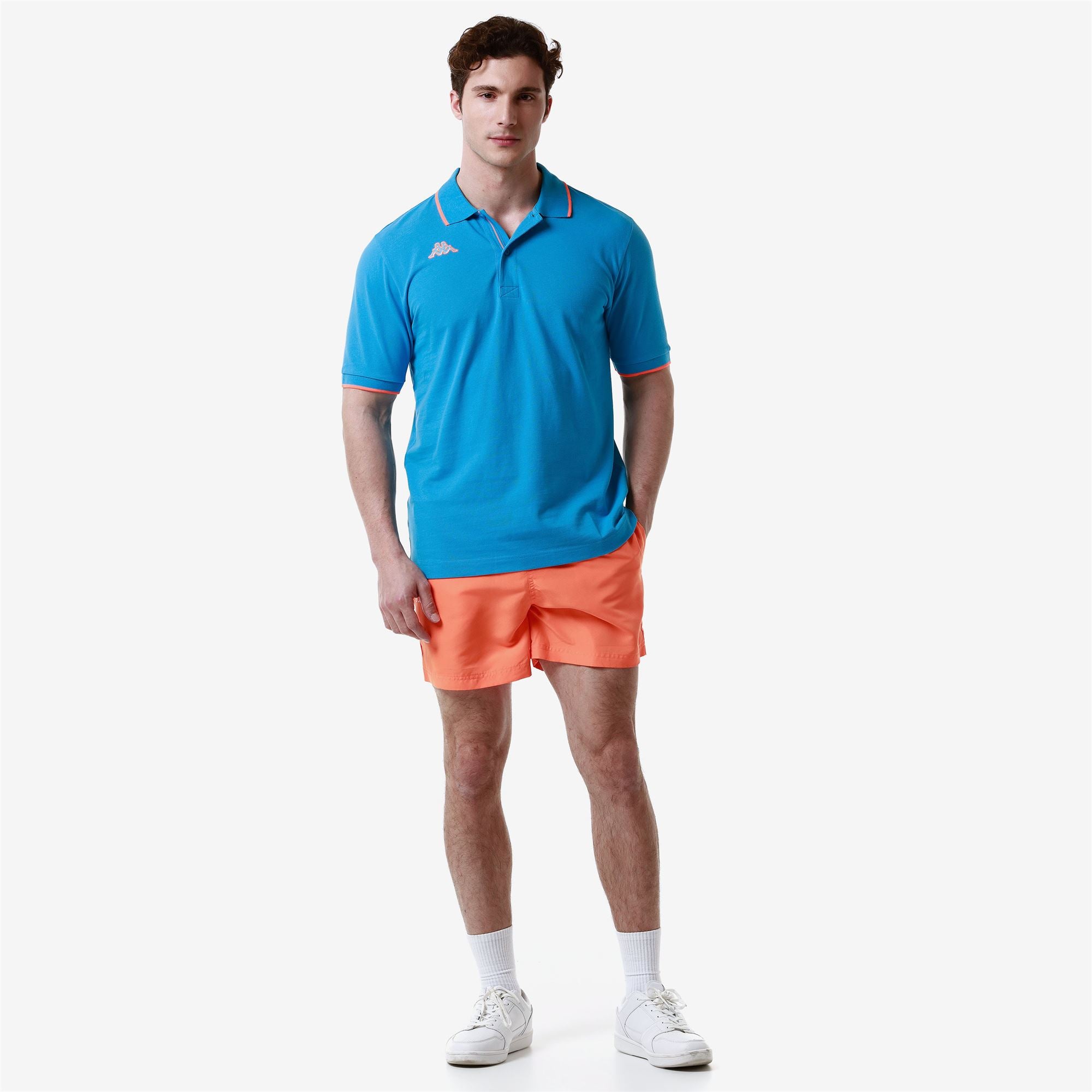 LOGO FLU - Polo Shirts - Polo - Man - BLUE MALIBU-NEON ORANGE - Image 7