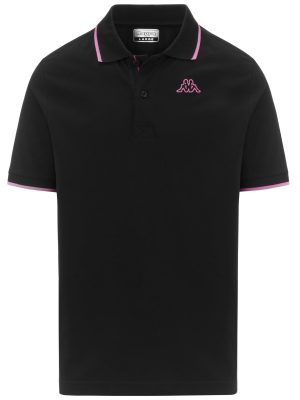 LOGO  FLU - Polo Shirts - Polo - Man - BLACK-NEON FUCHSIA