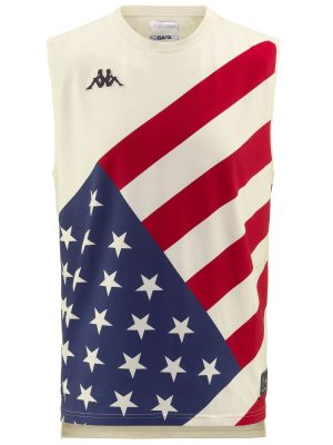 DRIDECA US - T-ShirtsTop - Tank - Unisex - WHITE MILK-BLUE DK-RED