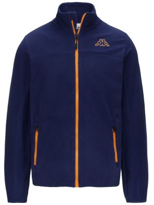 LOGO WIND - Fleece - Jacket - Man - BLUE MARINE-ORANGE