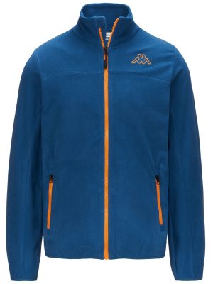 LOGO WIND - Fleece - Jacket - Man - BLUE STELLAR-ORANGE