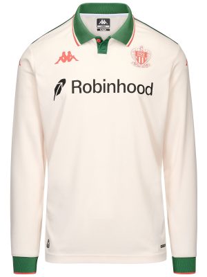 KOMBAT 2026 AWAY OGC NICE - Active Jerseys - Shirt - Man - WHITE VANILLA-GREEN ARTICHOKE-ORANGE CORAL-SPONSORS