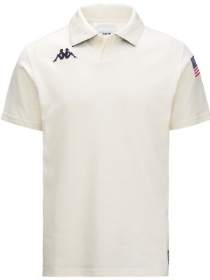 ANGAT USA US - Polo Shirts - Polo - Unisex - WHITE MILK-BLUE DK NAVY