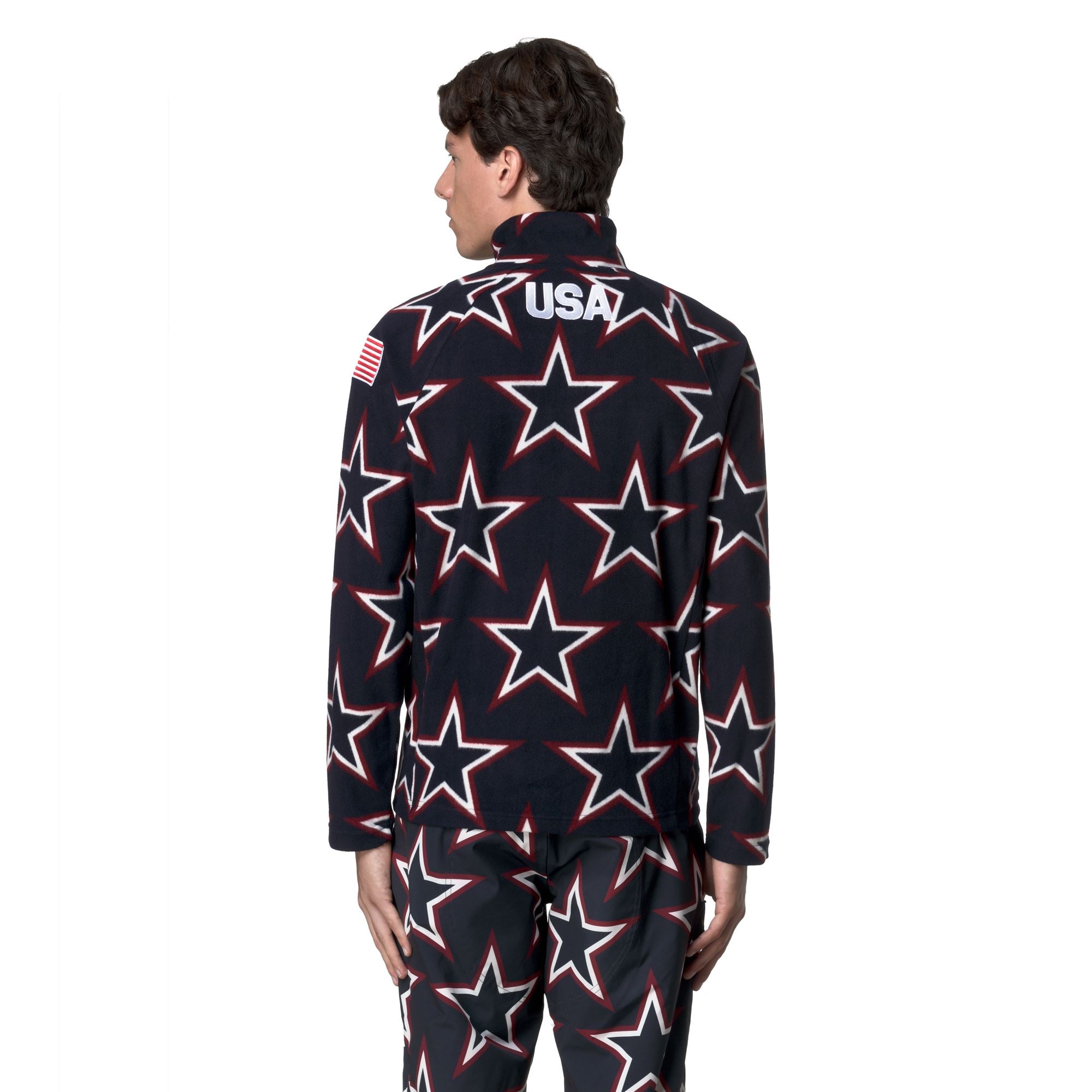 818G US - Fleece - Jacket - Unisex - Blue Baritone-Pomgranate-White - Image 6