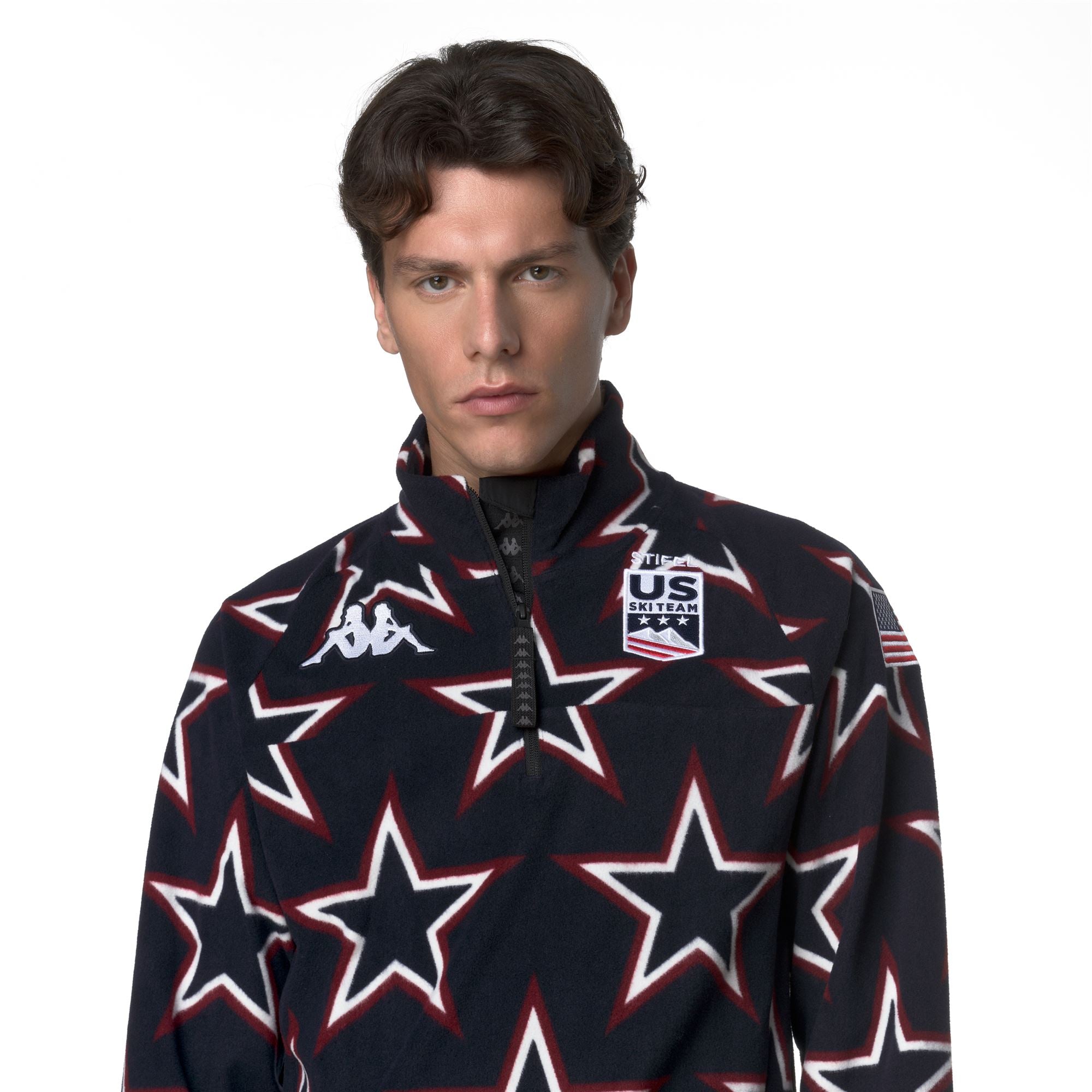 818G US - Fleece - Jacket - Unisex - Blue Baritone-Pomgranate-White - Image 7