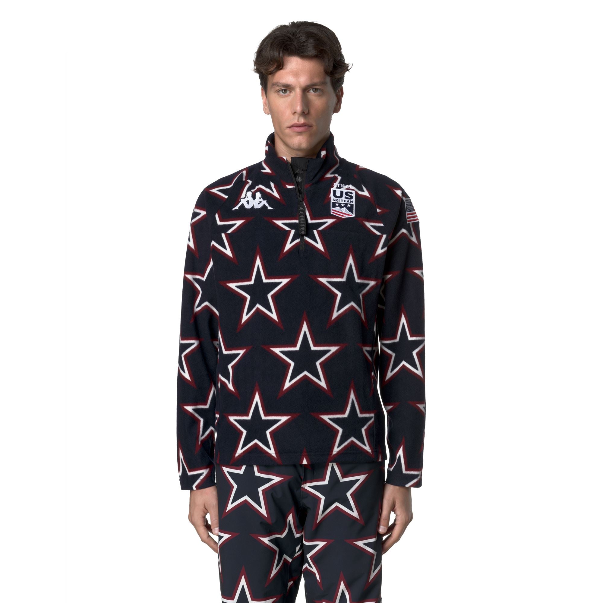 818G US - Fleece - Jacket - Unisex - Blue Baritone-Pomgranate-White - Image 4