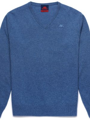 LAMB BLEIBURG - KNITWEAR - Pull  Over - Man - BLUE STONEWASH