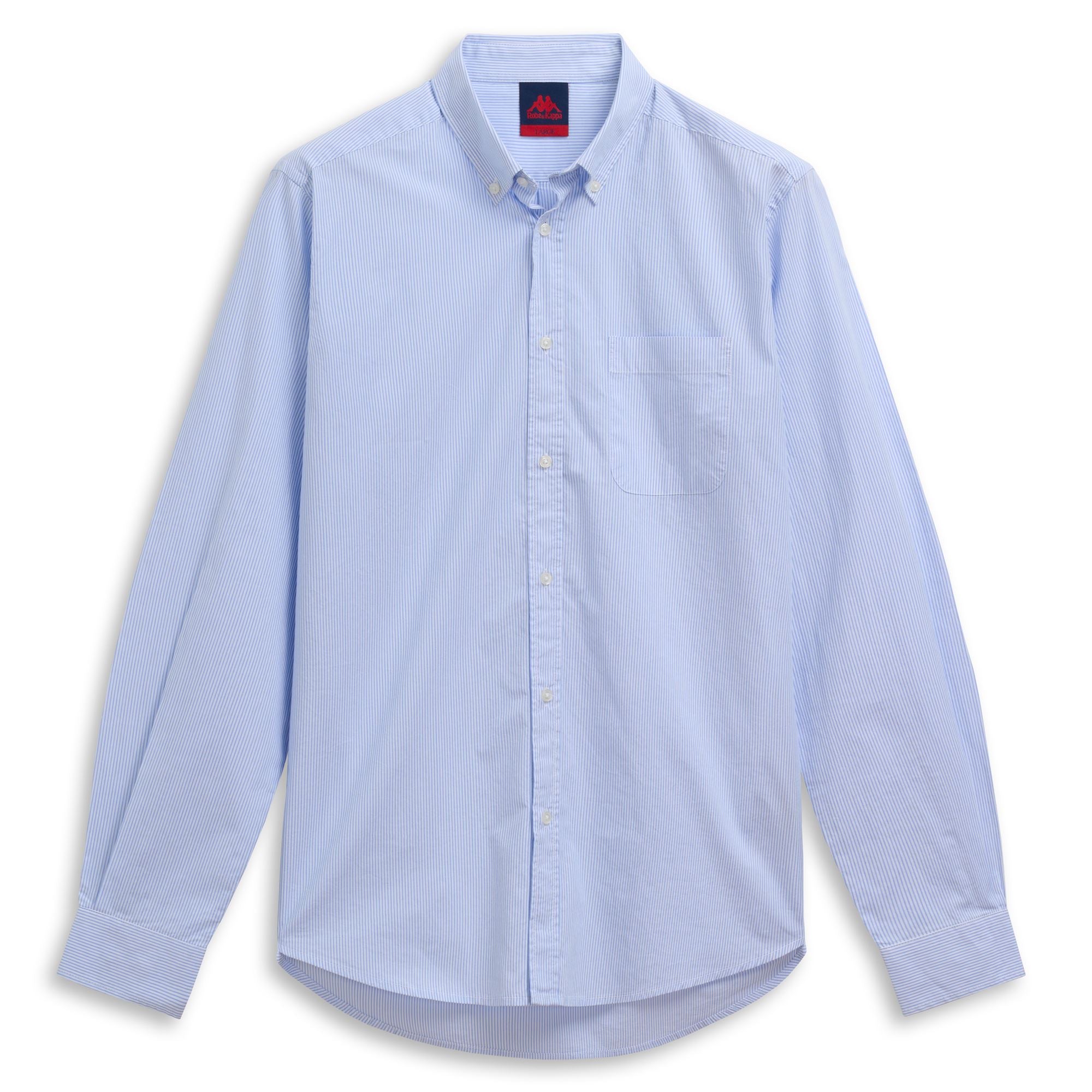IDALGO - SHIRTS - Button Down - Man - WHITE-AZURE STRIPE
