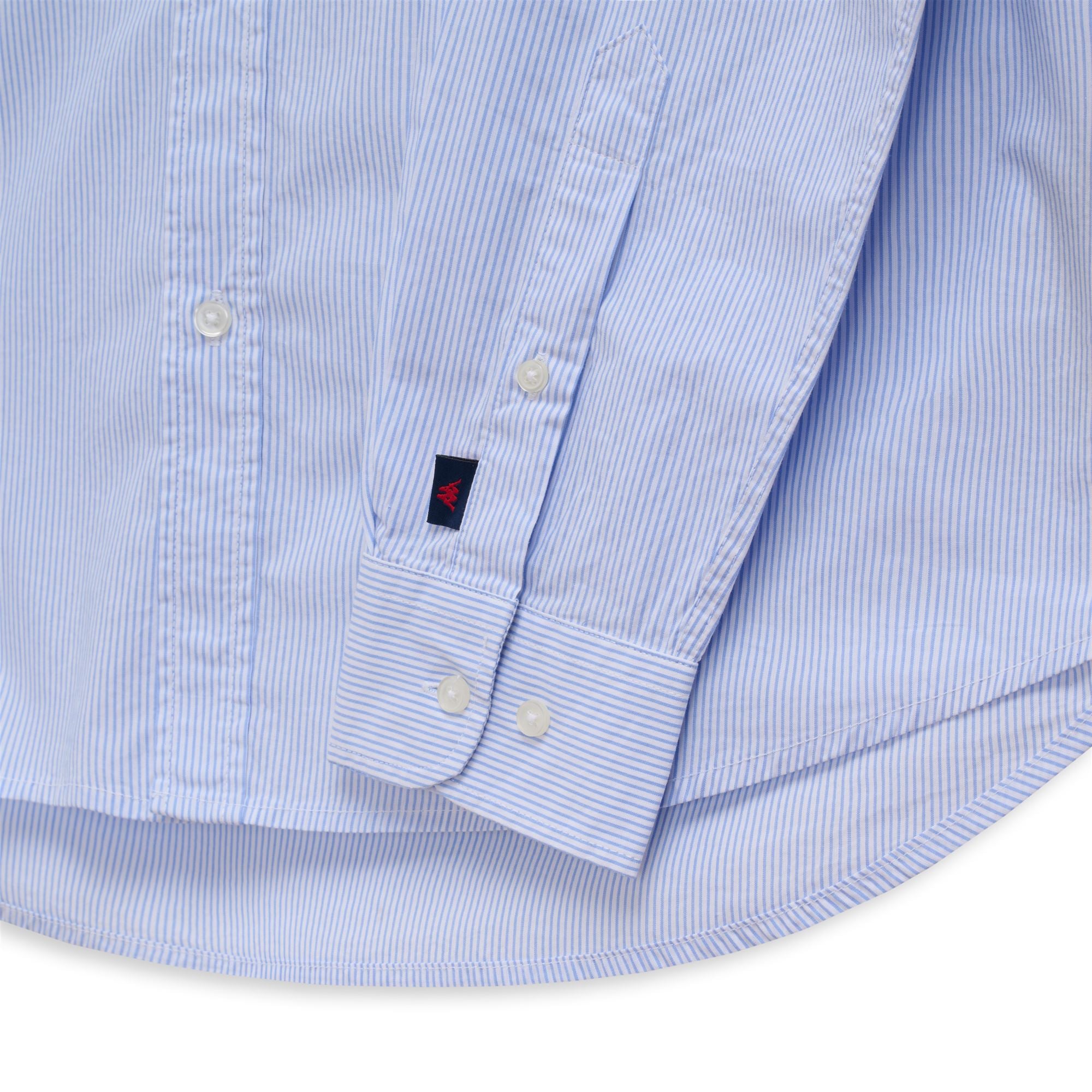 IDALGO - SHIRTS - Button Down - Man - WHITE-AZURE STRIPE - Image 3