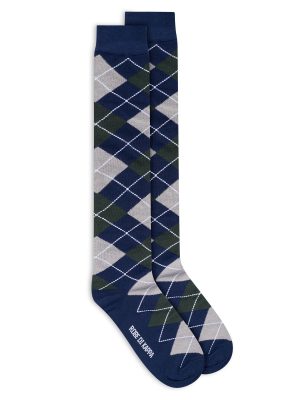 ARGY - Socks - Knee High Sock - Man - BLUE IRIS-GREY FROST-GREEN JUNE-WHITE NATURAL