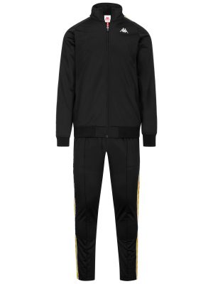 222 BANDA    DUEDUEDUE SLIM - Sport Suits - TRACKSUIT - Man - BLACK-YELLOW INCABERRY-WHITE
