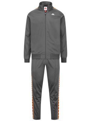 222 BANDA    DUEDUEDUE SLIM - Sport Suits - TRACKSUIT - Man - GREY CHARCOAL-ORANGE POPSICLE-WHITE