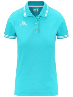 LOGO   MALTAX WSS SLIM - Polo Shirts - Polo - Woman - TURQUOISE-WHITE