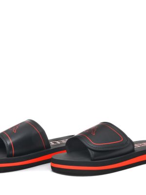 LOGO GALEA - Flip-Flops - Stripe - Man - BLACK-RED CORAL