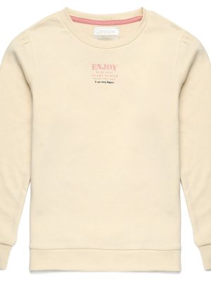 LOGO BISCOT KID - Fleece - Jumper - Girl - WHITE AVORIO-PINK