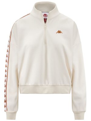 222 BANDA  PEPITAGT - Fleece - Jumper - Woman - GRAPHIKTAPE WHITE MILK-GREY WARM-YELLOW CAMEL