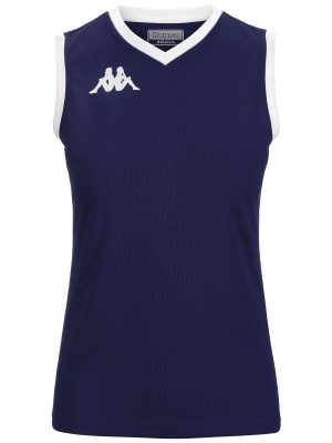 KAPPA4VOLLEY GIELLA - Active Jerseys - Tank - Woman - BLUE MARINE-WHITE