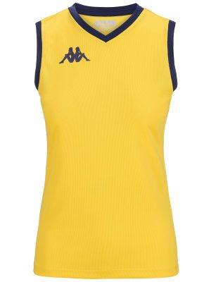 KAPPA4VOLLEY GIELLA - Active Jerseys - Tank - Woman - YELLOW CHROME-BLUE MARINE