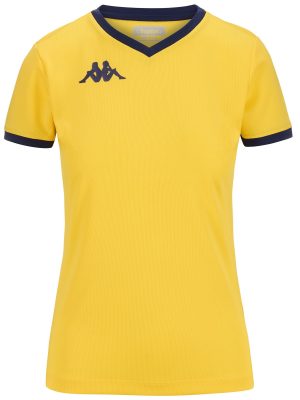 KAPPA4VOLLEY GAVELIA - Active Jerseys - Shirt - Woman - YELLOW CHROME-BLUE MARINE