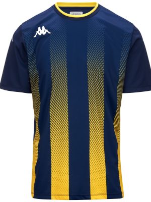 KAPPA4FOOTBALL BUGO - Active Jerseys - Shirt - Man - BLUE MARINE-YELLOW CHROME