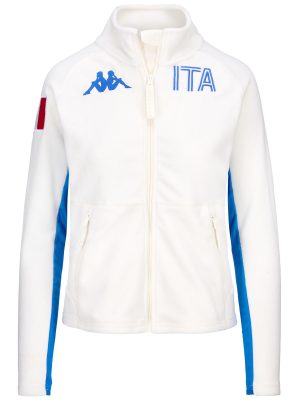 6CENTO 688 ITA - Fleece - Jacket - Woman - WHITE COCONUT-BLUE BRILLIANT