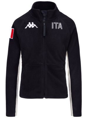 6CENTO 688 ITA - Fleece - Jacket - Woman - BLUE DK NAVY-WHITE COCONUT