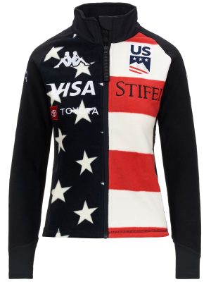 6CENTO 688G US - Fleece - Jacket - Woman - BLUE DK NAVY-WHITE MILK-RED-BLUE DK