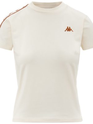 222 BANDA  PIPPIGT - T-ShirtsTop - T-Shirt - Woman - GRAPHIKTAPE WHITE MILK-GREY WARM-YELLOW CAMEL