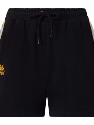 222 BANDA    IVISSA - Shorts - Sport  Shorts - Woman - BLACK-YELLOW GOLD RICH-WHITE