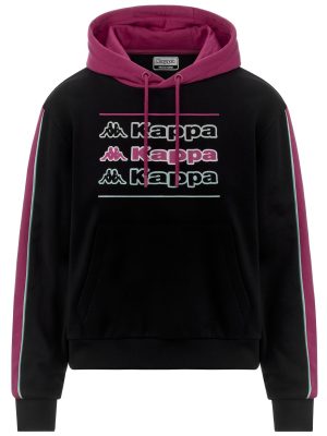 LOGO  FUTAM - Fleece - Jumper - Woman - BLACK-FUCHSIA BRIGHT ROSE