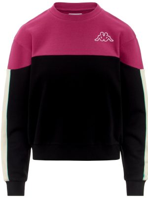 LOGO  FREIO - Fleece - Jumper - Woman - BLACK-FUCHSIA BRIGHT ROSE-WHITE WHISPER