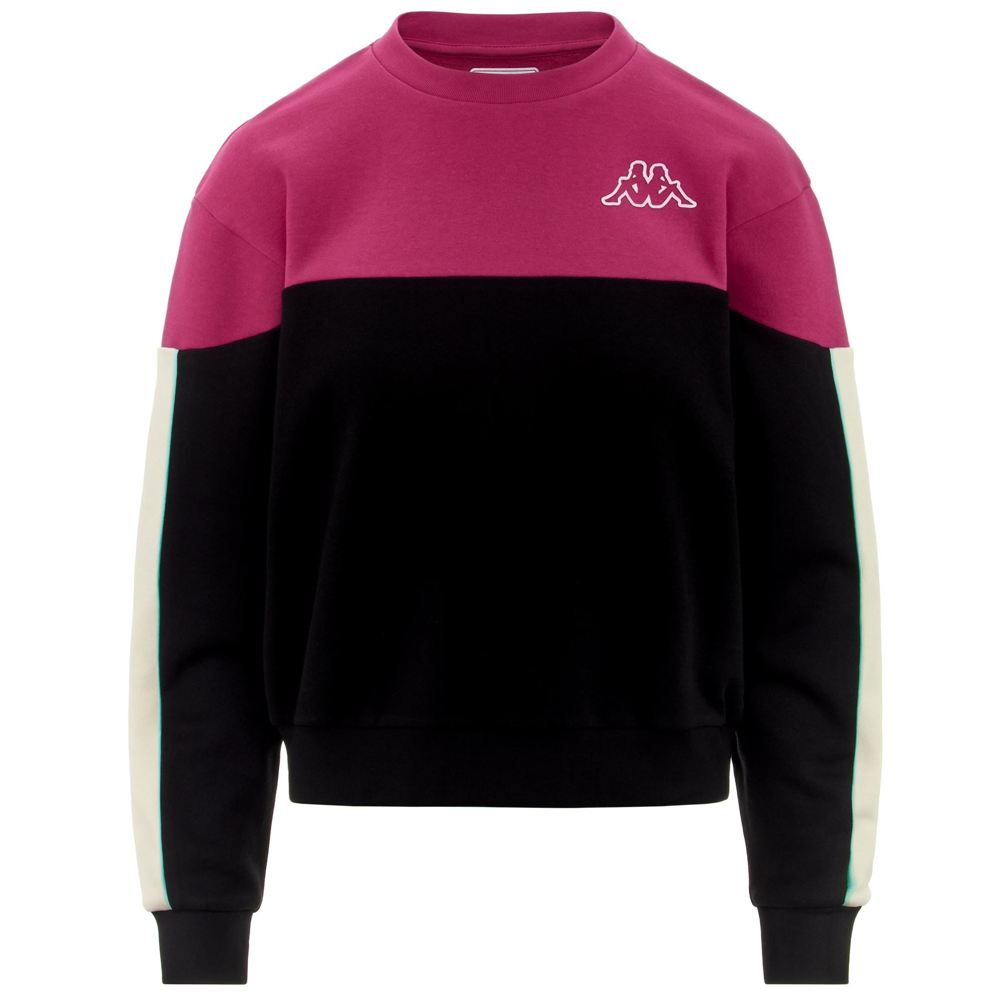 LOGO FREIO - Fleece - Jumper - Woman - BLACK-FUCHSIA BRIGHT ROSE-WHITE WHISPER