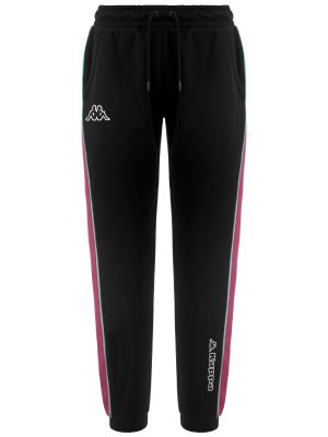 LOGO  FEMPA - Pants - Sport Trousers - Woman - BLACK-FUCHSIA BRIGHT ROSE