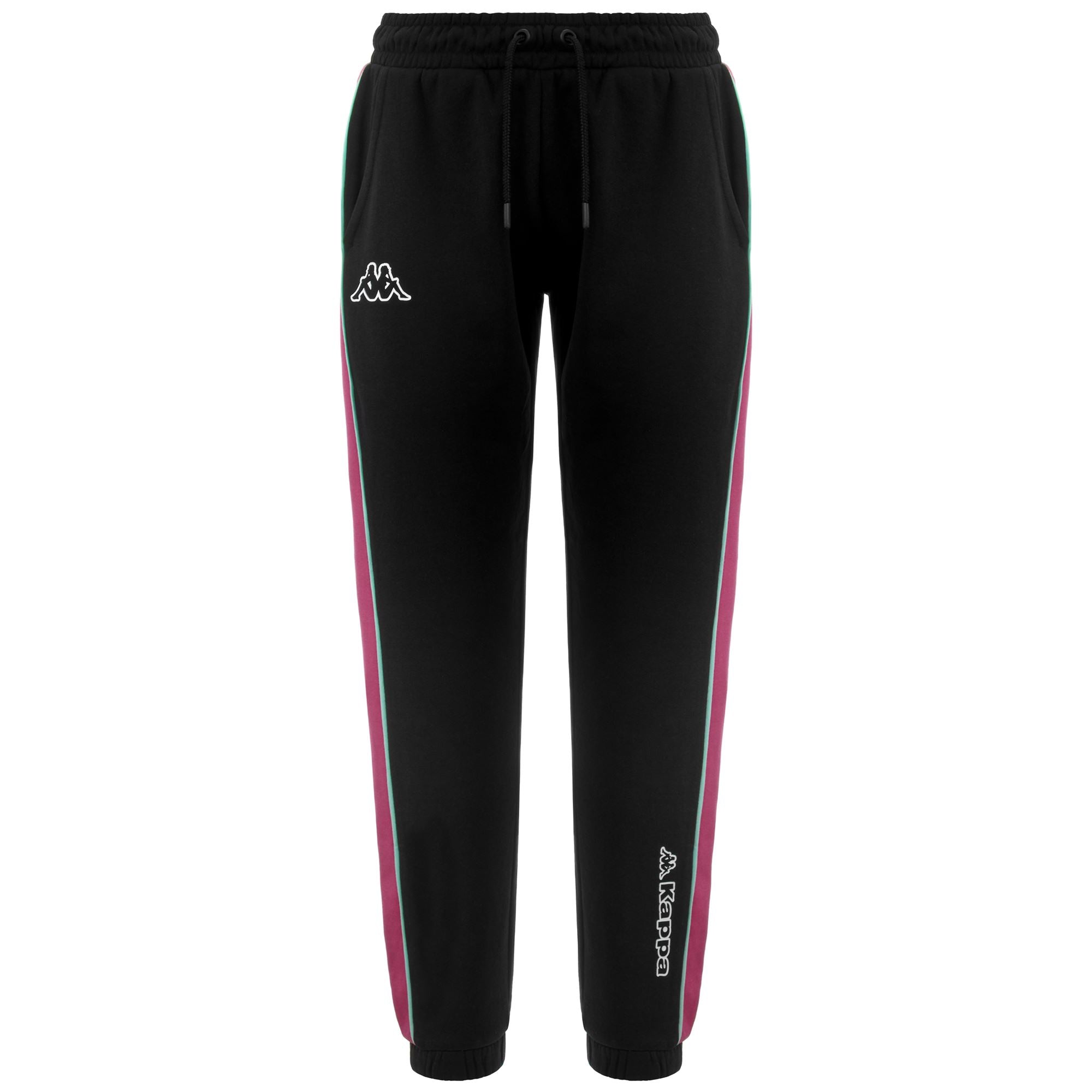 LOGO FEMPA - Pants - Sport Trousers - Woman - BLACK-FUCHSIA BRIGHT ROSE