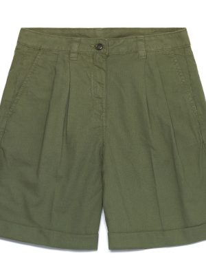 YVONNE LIGHT LINEN - Shorts - CHINO - Woman - GREEN OLIVINE