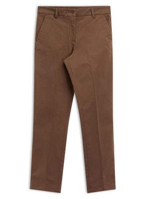 ALINA COMFORT PEACHED GABARDINE - Pants - CHINO - Woman - BROWN SEAL